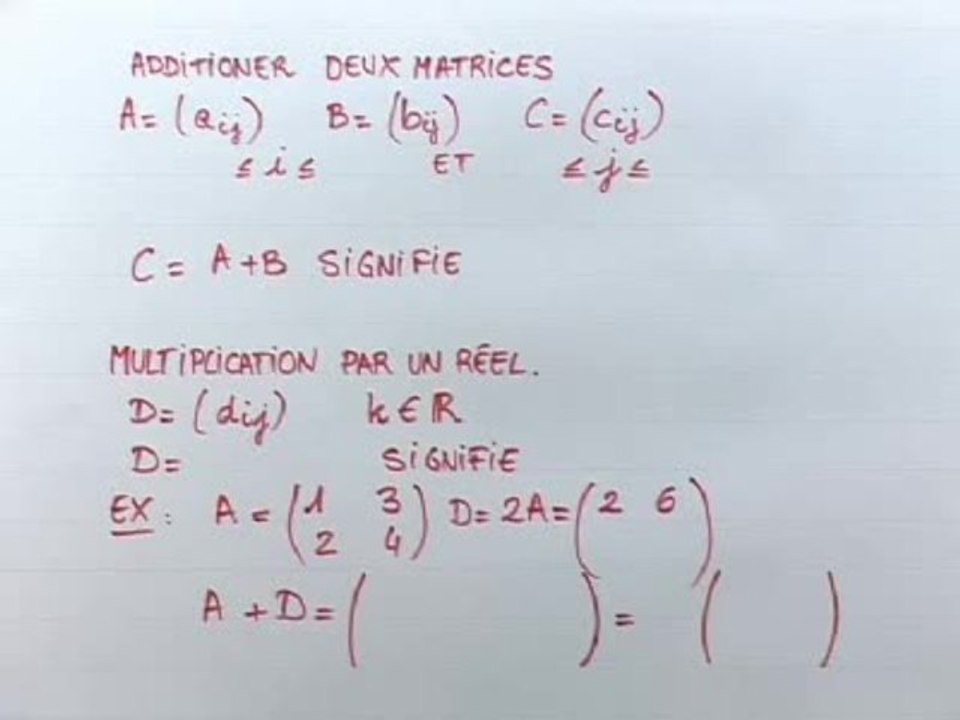 Matrices et vocabulaire des graphes - Cours 2
