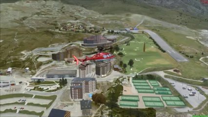 Milviz Bell 407 landing at Altiport de l'Alpe d'Huez
