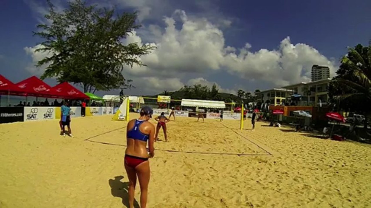 USA vs USA film 3 Day-Ross vs Carico Hugues 2:1 22-24 1er set beach-volley Thailande FIVB World Tour