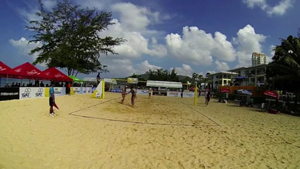 USA vs USA film 4 Day-Ross vs Carico Hugues 2:1 22-24 1er set beach-volley Thailande FIVB World Tour