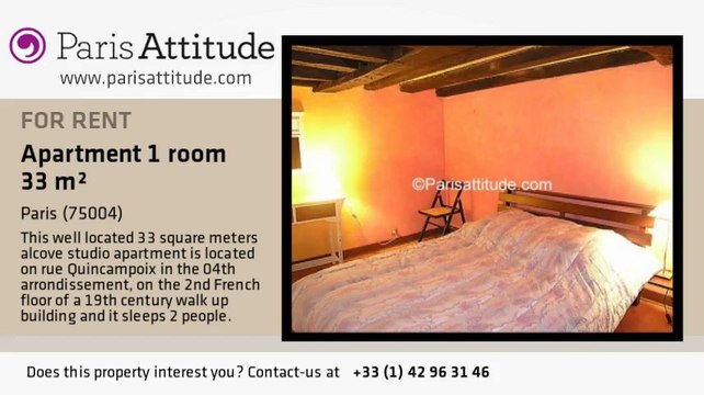 Alcove Studio Apartment for rent - Centre George Pompidou, Paris - Ref. 2587