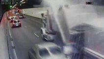 Truck Hits Tunnel Roof - VIOLENT TRUCK CRASH