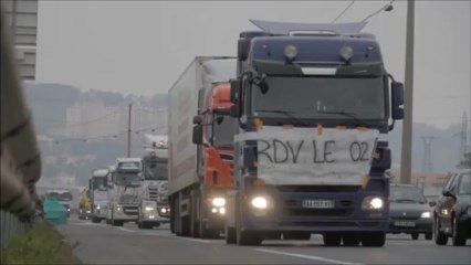 Manifestation des routiers sur l'A7