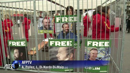 Marion Cotillard in caged protest for Greenpeace activists