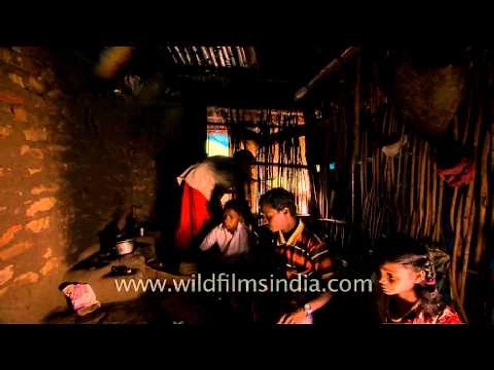 Lunch Time for an Indian tribal family from Sou...