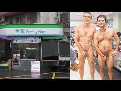 Drunk British man John Purkis flashes naked body, pose for photos at Taiwan FamilyMart