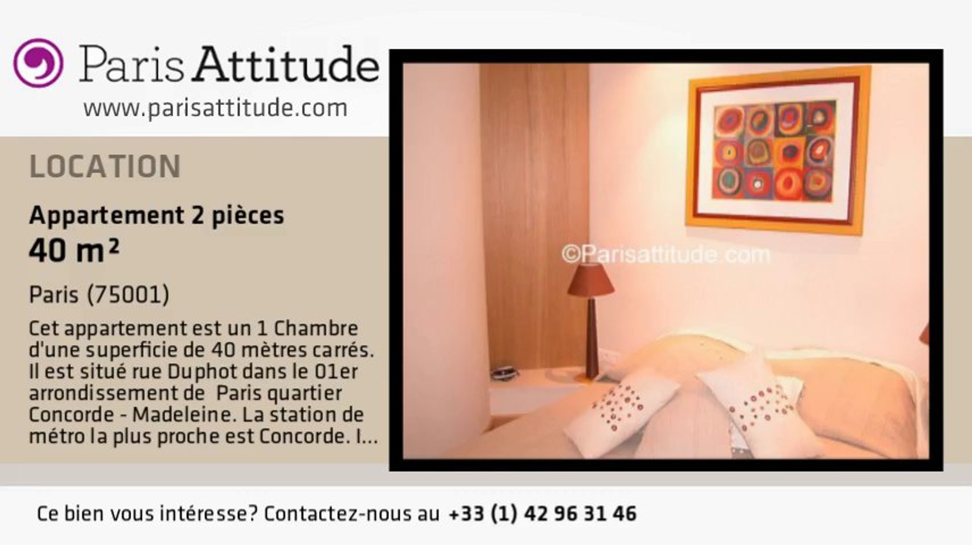 ⁣Appartement 1 Chambre à louer - Madeleine, Paris - Ref. 685