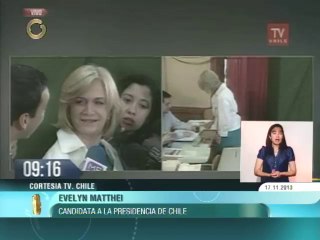 Chile: Matthei vota y asegura que pasará a segunda vuelta