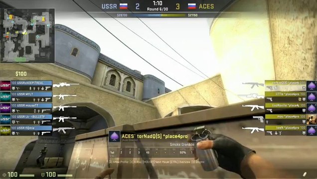 StarSeries S8 ACES vs. USSR map dust2