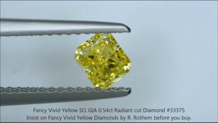 Fancy Vivid Yellow Radiant Diamond R. Rothem 33375