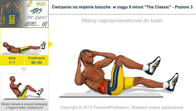 Ćwiczenie na mięśnie brzucha w ciągu 8 minut The Classic - Poziom 3