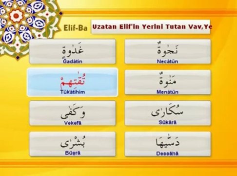 Tecvit dersi 11 - Uzatan Elifi'in Yerini Tutan Vav, Ye