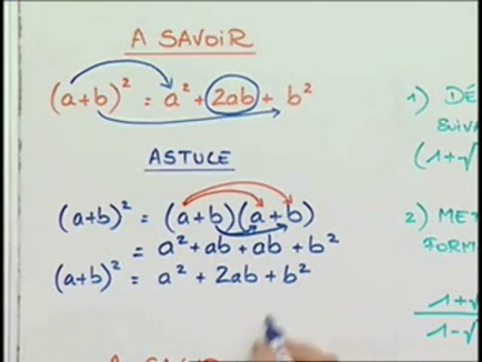 Les identités remarquables - Cours 1