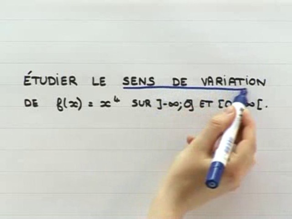 Le sens de variation d'une fonction - Exo 1 : énoncé