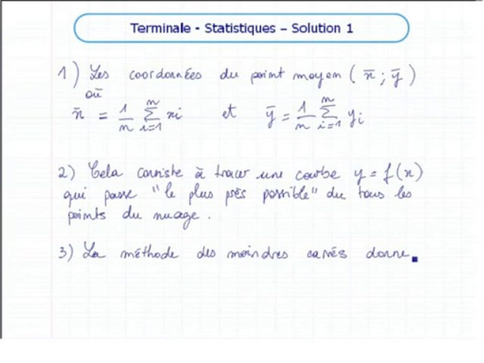 Les statistiques à deux variables - Exo 1