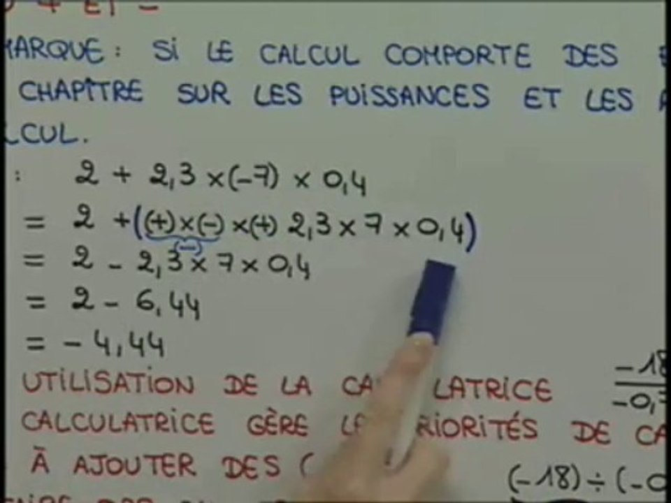 Les priorités et l'utilisation de la calculatrice