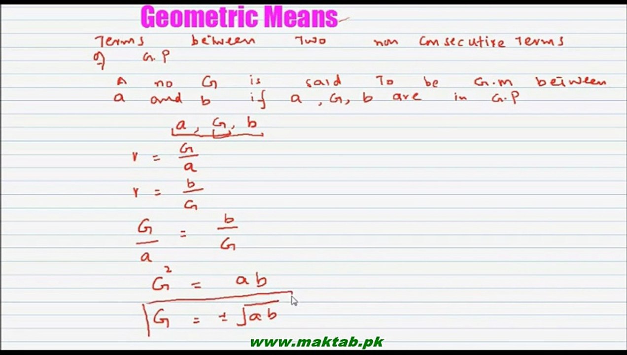 FSc Math Book1, CH 6, LEC 19: Geometric Mean