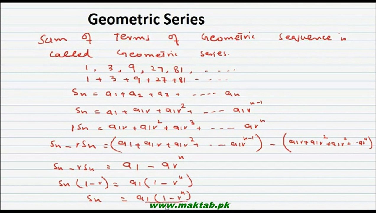 FSc Math Book1, CH 6, LEC 20: Geometric Series