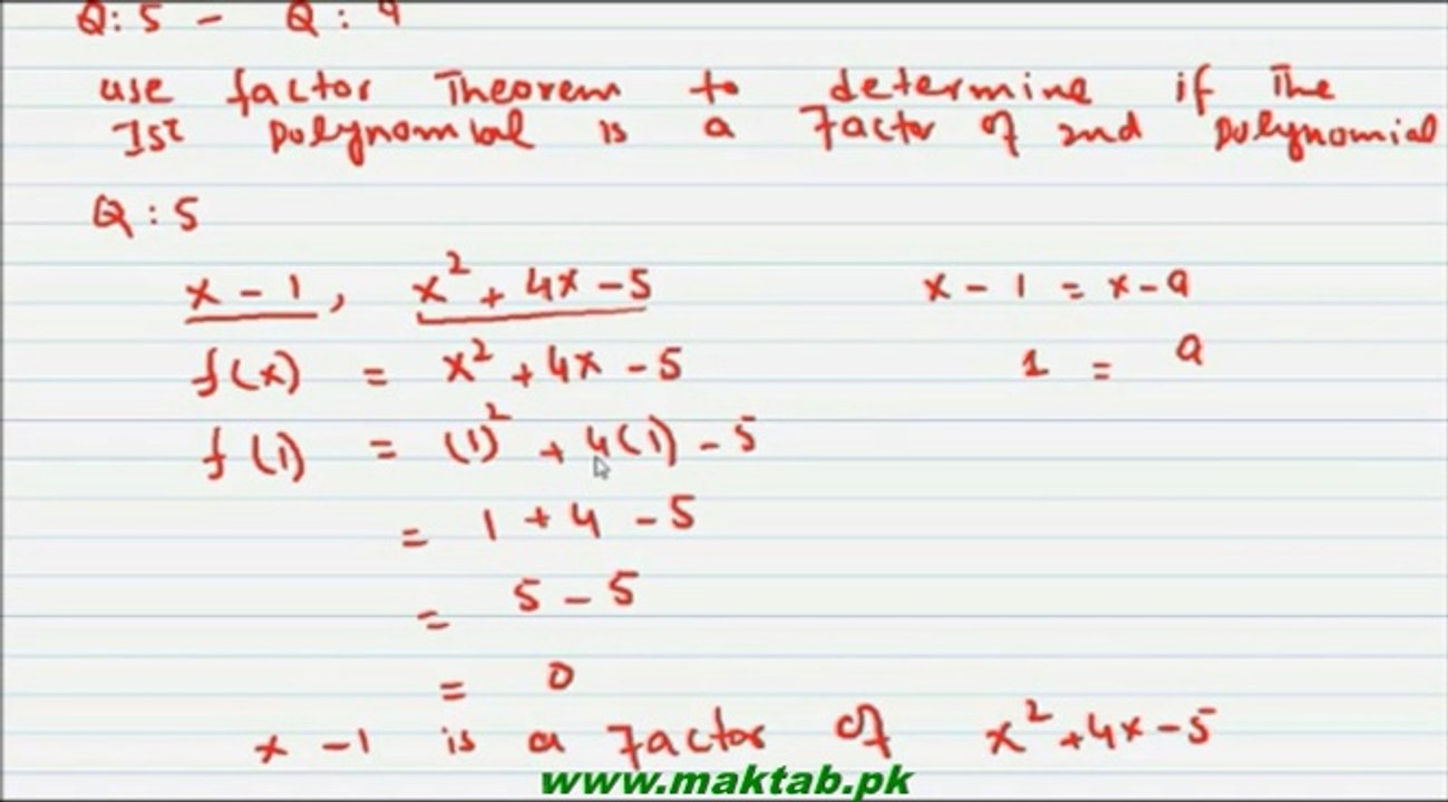 FSc Math Book1, CH 4, LEC 21: Ex 4.5