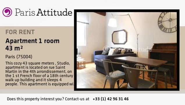 Studio Apartment for rent - Centre George Pompidou, Paris - Ref. 8427
