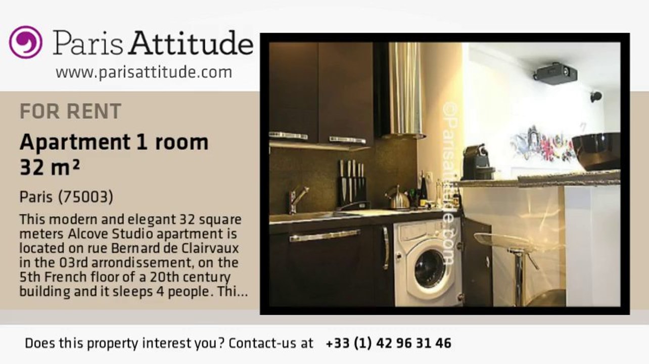 Alcove Studio Apartment for rent - Centre George Pompidou, Paris - Ref. 4896