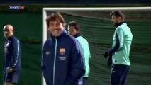 Injured Cesc Fàbregas trains with Barça squad