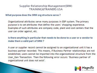 Sap Srm Professional Training Support@magnifictraining.com