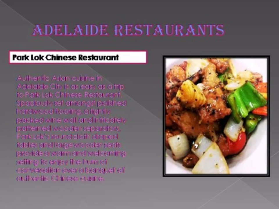 Adelaide Top Restaurants |AGFG