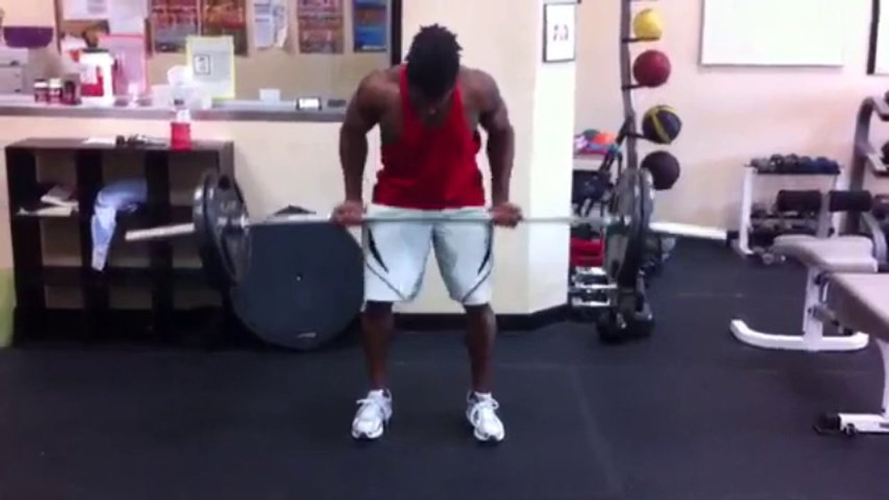 225lbs "U" bar bent over rows
