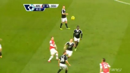Wilshere hits the post