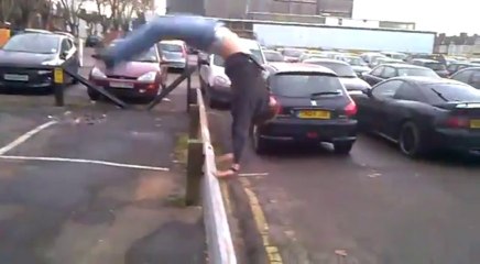 Video Handspring Guard Rail Fail - A Funny Video on KillSomeTime