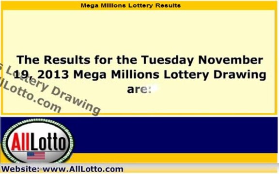 Mega Millions Lottery Drawing Results for November 19, 2013