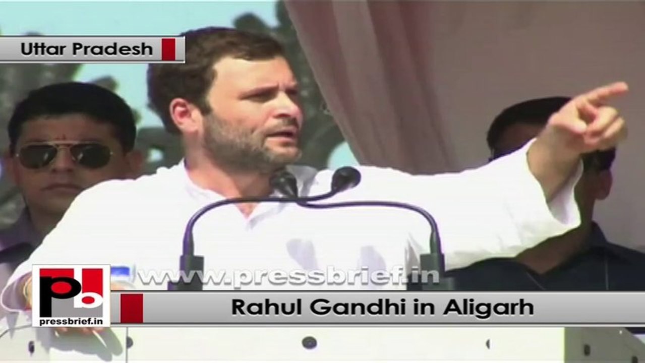 Rahul Gandhi in Aligarh blames BJP,SP indirectly for Muzaffarnagar riots