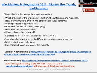 ReportsnReports: Americas Wax Industry 2017