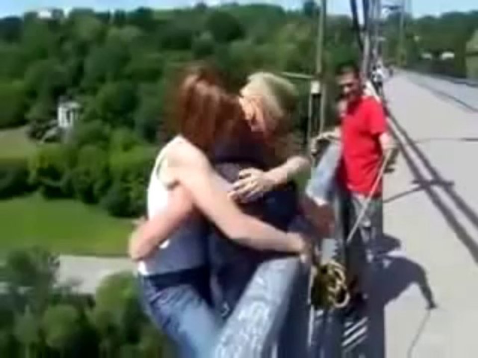 Incredible video shows the moment a woman goes bungee jumping - without a harness