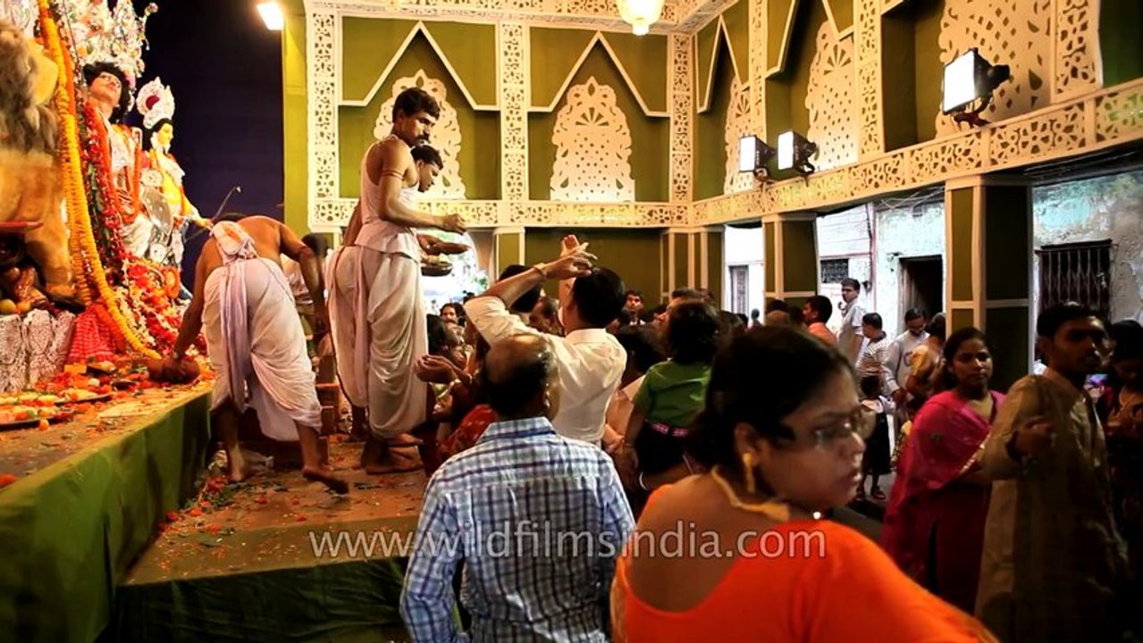 After the Puja is over: Prasad at a Durga Puja pandal