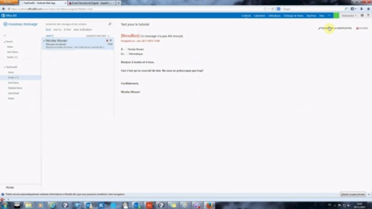 Tutoriel - office 365 - Outlook - Partie 01