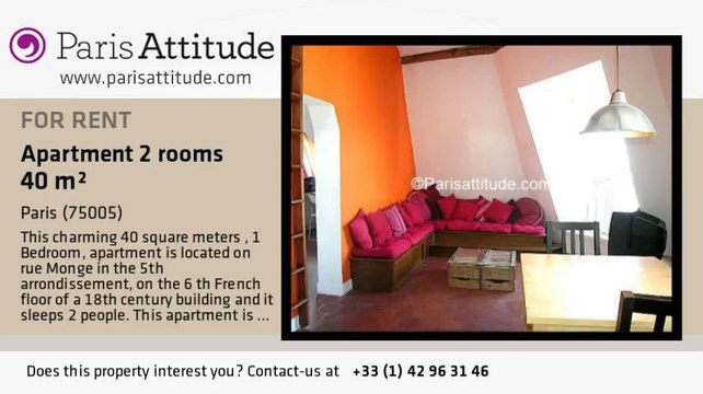 1 Bedroom Apartment for rent - Place Monge, Paris - Ref. 7720