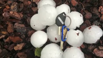 Video herunterladen: Des grêlons géants pendant un orage violent en Australie.