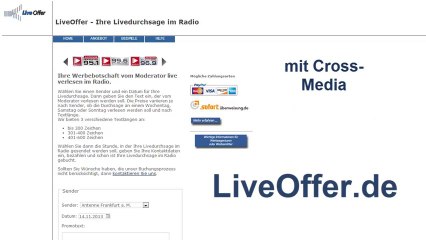 Webseite im Radio bewerben mit LiveOffer.de