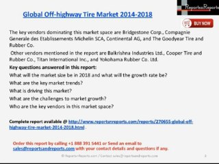 ReportsnReports: Global Off-highway Tire Market