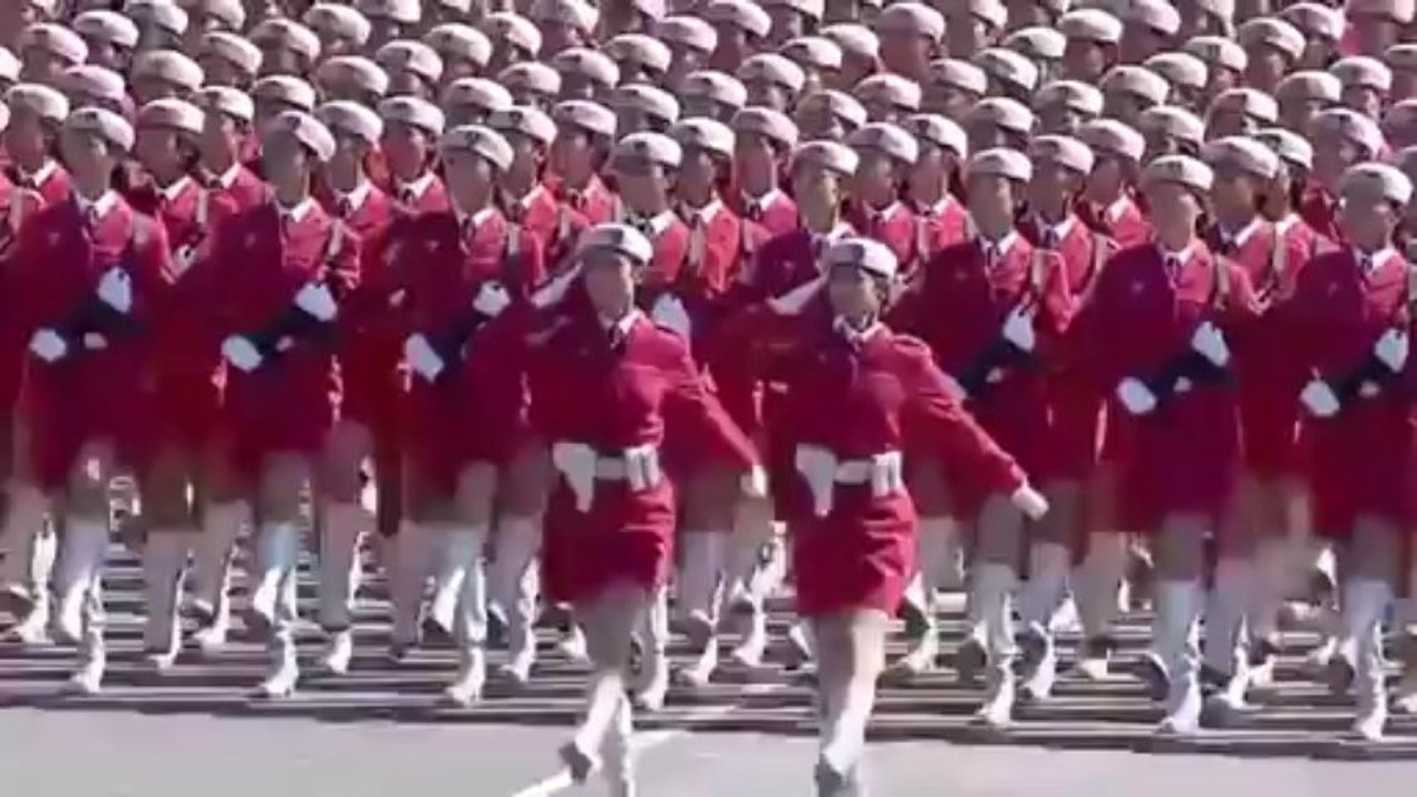 Chinese Beautiful Pink Army March Past 中華人民共和國國慶.mp4