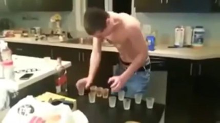 Guy drinks 10 shots of alcohol in 30 seconds