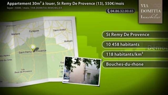 Appartement 30m² à louer, St Remy De Provence (13), 550€/mois
