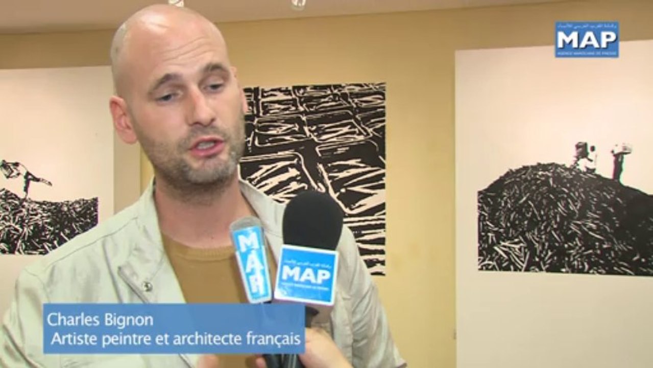 Vernissage à Rabat de l'exposition du plasticien français Charles Bignon 