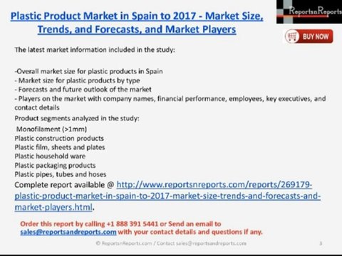 ReportsnReports: Plastic Product Market in Spain 2017