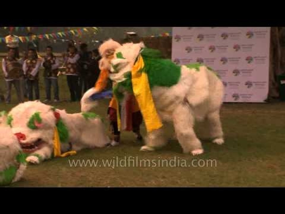 Arunachali group performing "Lion Dance" at the North East Fest, Delhi