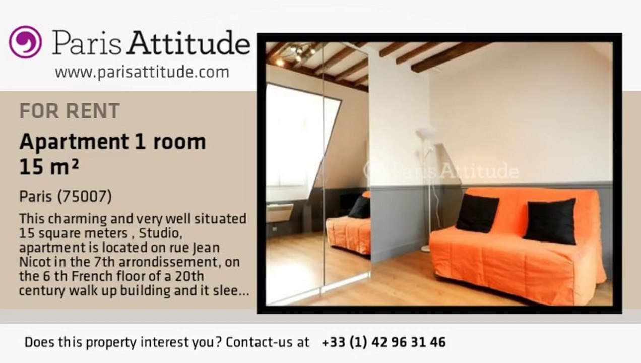 Studio Apartment for rent - Tour Eiffel, Paris - Ref. 7812