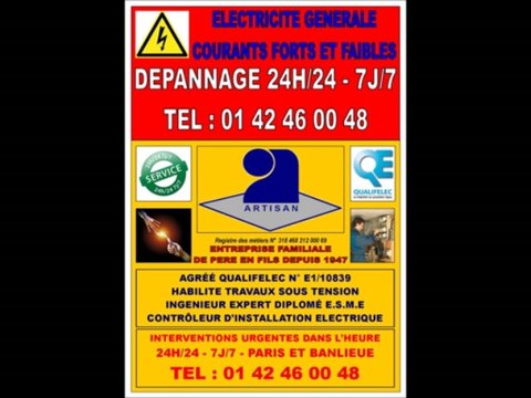 ELECTRICIEN PARIS 7eme - 0142460048 - ARTISAN DEPANNAGE IMMEDIAT 24H/24