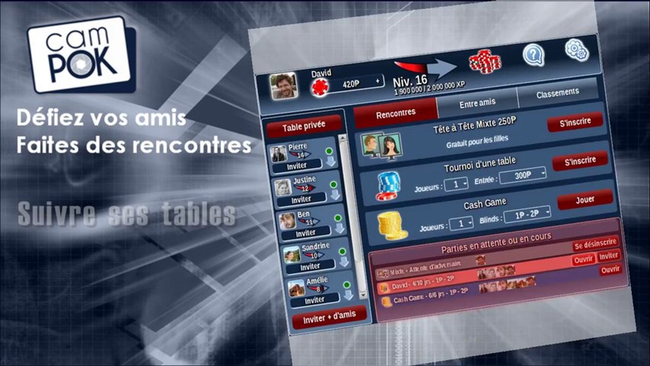 Campok Webcam Poker sur Facebook